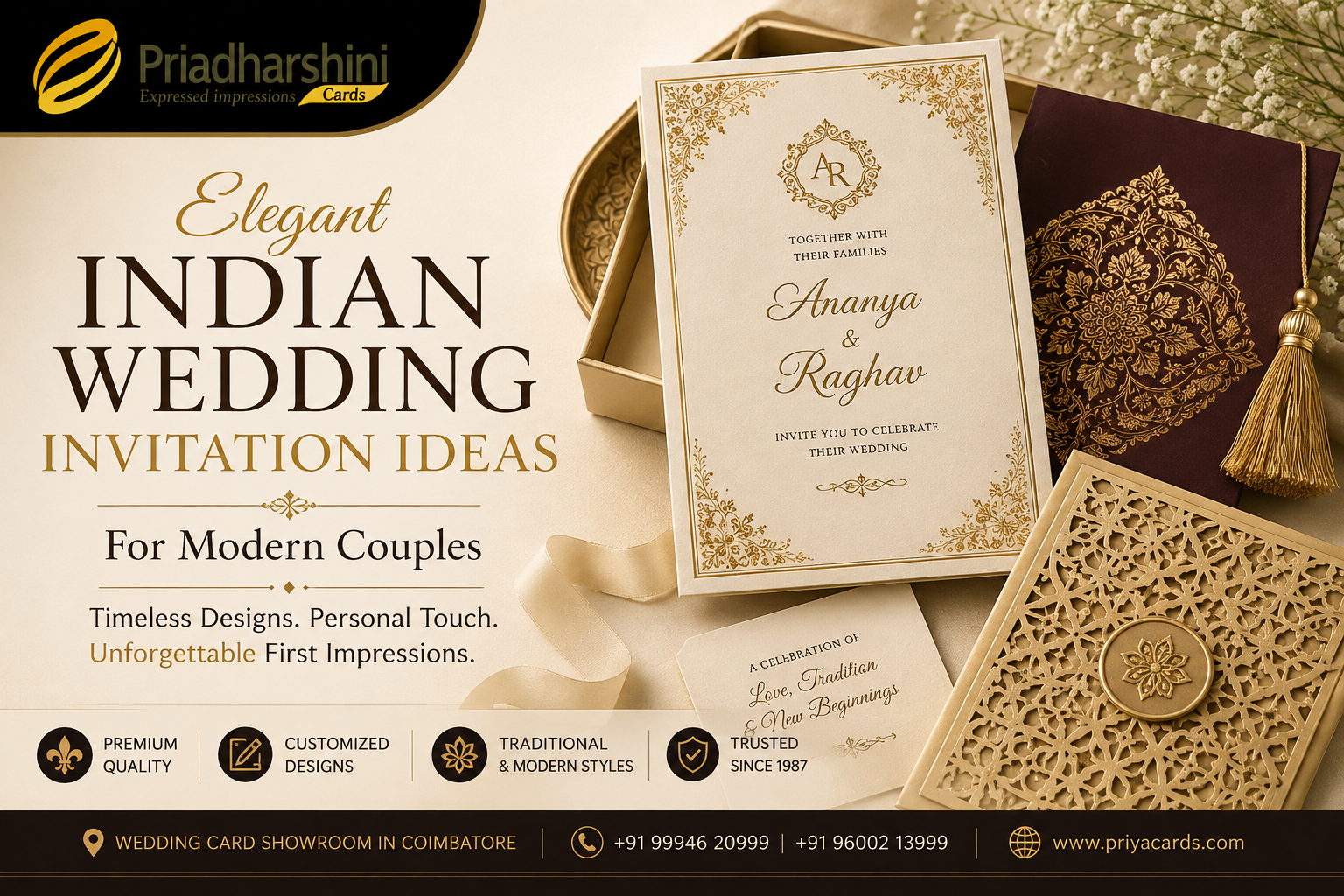 Elegant Indian wedding invitation ideas for modern couples
